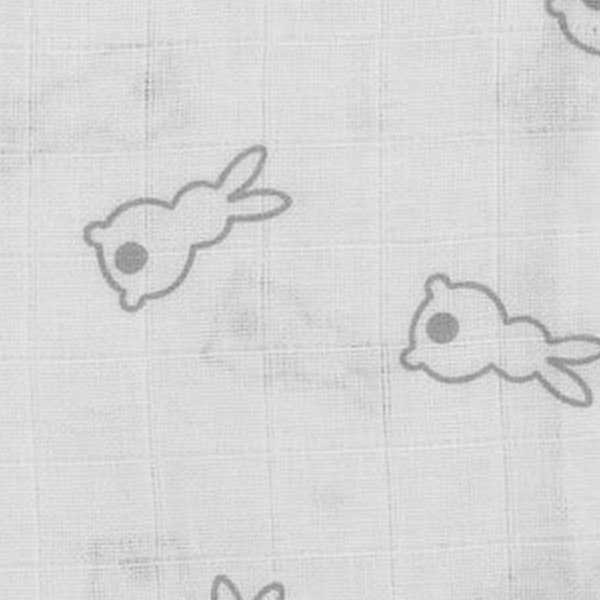 Meyco Baby x Mrs Keizer hydrofiele washandjes Rabbit Silver met konijnenpatroon in zilvergrijs voor zachte babyverzorging