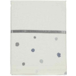 Dit geweldig mooie laken van het kwaliteitsmerk Briljant Baby is gemaakt van hoge kwaliteit katoen en is voorzien van leuke details. Het lakentje heeft een grijze satijnen bies met daaronder grijze stippen