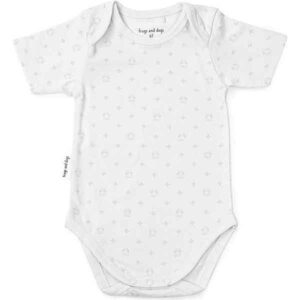 Een leuk rompertje in de kleur wit met korte mouw van het merk Frogs and Dogs uit de collectie Friends Forever. Het logootje van Forever Friends is overall geprint op het rompertje.