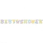 Een leuke fleurige babyshower slinger met de tekst 'Babyshower'. De slinger is gemaakt in verschillende kleuren.
