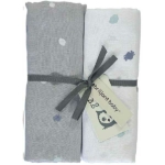 Handige en zachte hydrofiele swaddles/multidoek van Briljant Baby met het design Sunny Grey. In 2 verschillende uitvoeringen. De doeken hebben het formaat 120 x 120 cm.