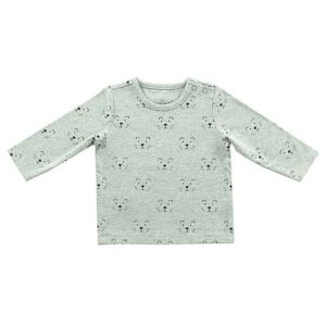 Leuk grijs shirtje met lange mouwen van Jollein uit de collectie Little Lion Grey. Het shirtje heeft een zwarte bedrukking van leeuwengezichtjes. Gemaakt van biologisch katoen.