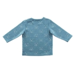 Leuk blauwgroen shirtje met lange mouwen van Jollein uit de collectie Little Lion Teal. Het shirtje heeft een witte bedrukking van leeuwengezichtjes.