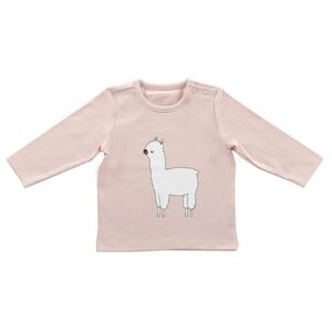 T-shirt lange mouw Lama Blush Pink - Roze/Wit - Maat 74/80 - Jollein