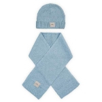 Leuke gebreide muts met een lief motiefje uit de collectie Soft Knit Soft Blue van Jollein.