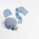 Leuke gebreide muts met een lief motiefje uit de collectie Soft Knit Soft Blue van Jollein.