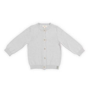 Een mooi fijn gebreid vestje in de kleur grijs. Dit vestje komt uit de collectie Pretty Knit Blush Pink van Jollein. Het vestje is voorzien van knoopjes en gemaakt van biologisch katoen.