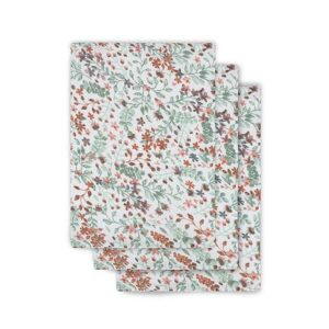 Jollein hydrofiel washandjes Bloom 3 stuks - bloemenprint wit/groen/rood