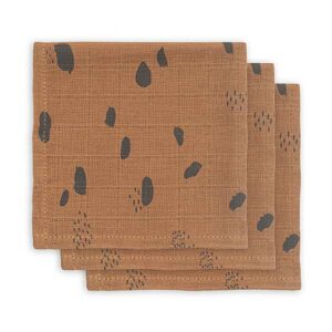 Monddoekjes hydrofiel Spot Caramel - Bruin/Zwart - 31 x 31 cm - set 3 stuks - Jollein