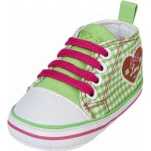 Playshoes baby gympen Canvas - geruit groen/roze - Maat 17