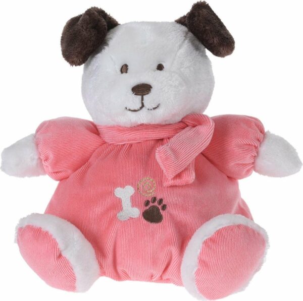 Tender Toys knuffel met belletje hondje - roze/wit - 40 cm