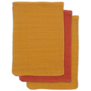 Washandjes hydrofiel Bamboe Mustard/Rust - Okergeel/Roestbruin - 15 x 21 cm - set 3 stuks - Jollein