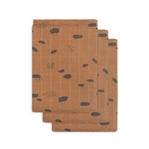 Washandjes hydrofiel Spot Caramel - Bruin/Zwart - 15 x 21 cm - set 3 stuks - Jollein