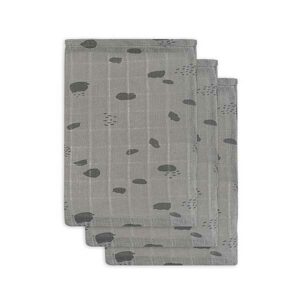 Washandjes hydrofiel Spot Storm Grey - Grijs/Zwart - 15 x 21 cm - set 3 stuks - Jollein