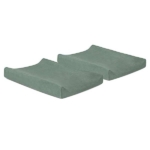 Hier vindt je de heerlijke zachte badstof aankleedkussenhoes van Jollein. Dit is een set van 2 groene hoezen uit de Basics collectie. Gemaakt van dikke stof en elastiek in de hoeken.
