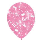 Iedereen mag het weten: 'It's a Girl'. Leuk voor een babyshower of bij de geboorte. Deze mooie roze ballonnen worden geleverd in 2 kleuren roze.
