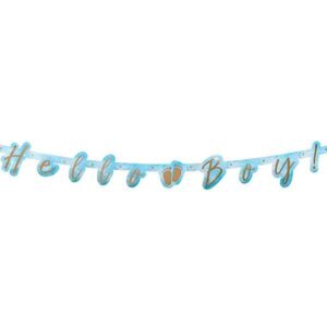 Deze leuke kartonnen letterslinger Hello Boy kun je natuurlijk gebruiken bij de geboorte van je zoon maar is bijvoorbeeld ook erg leuk bij je kraamfeest of babyshower.