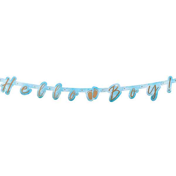 Deze leuke kartonnen letterslinger Hello Boy kun je natuurlijk gebruiken bij de geboorte van je zoon maar is bijvoorbeeld ook erg leuk bij je kraamfeest of babyshower.