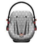 Hier vindt je de mooie autostoelhoes van Thijs Grijs uit de collectie van Briljant Baby in de kleur grijs. De hoes heeft een mooie print van witte sterren.
