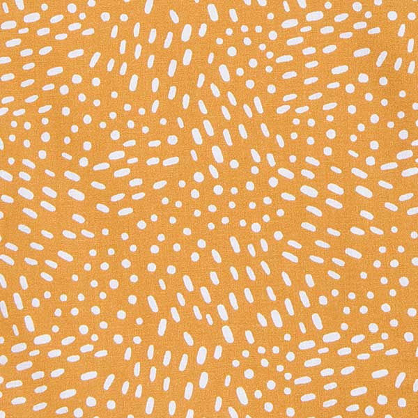 Een mooie en makkelijke slaapzak van Briljant Baby in het design Minimal Ochre. Een okergele slaapzak met witte stippen en okergele biezen.