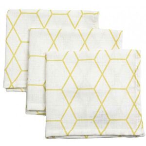 Briljant Baby hydrofiele monddoekjes Grid Ochre 3 stuks - strepenprint wit/geel