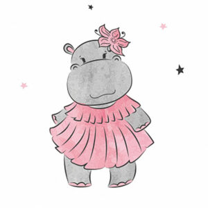 Dekbedovertrek Baby Hippo - Nijlpaard - Roze - 100 x 135 cm - Carbotex