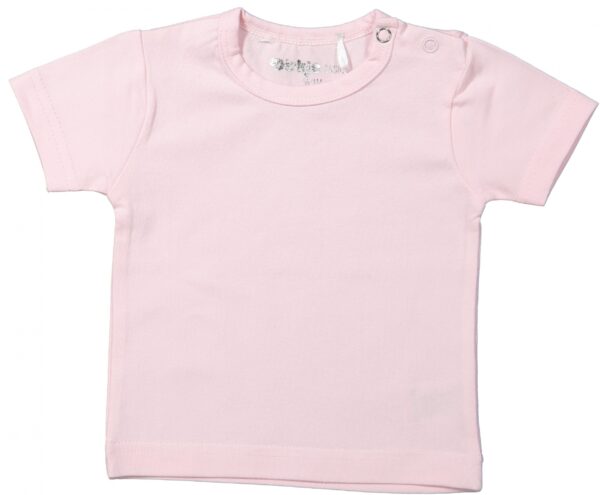 Een mooi basics t-shirt in een zachtroze kleur uit de collectie van Dirkje Babywear. Het shirtje heeft korte mouwen en is gemaakt van zacht katoen.