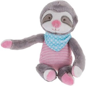 Tender Toys knuffel luiaard - roze/grijs/wit - 22 cm