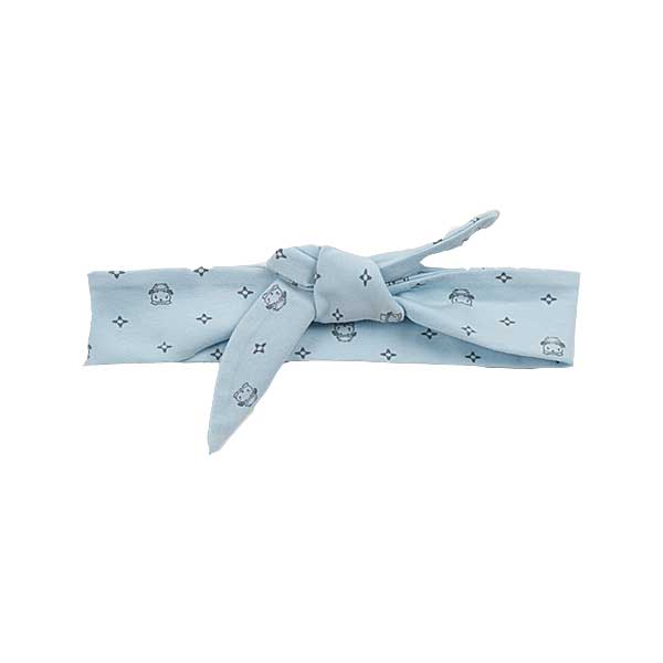 Leuk blauwe knoophaarbandje uit de Frogs and Dogs collectie. Op het haarbandje staat het logo geprint van Friends Forever in de kleur grijs.