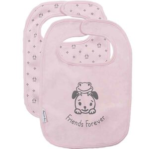 Frogs and Dogs slab roze met afbeelding en streepjesprint van zacht katoen