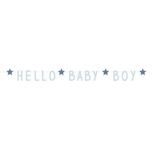 Letterslinger Hello Baby Boy - Blauw 1 meter - Haza