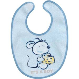 Interbaby slabbetje Muis It's a Boy – tekst & muis blauw