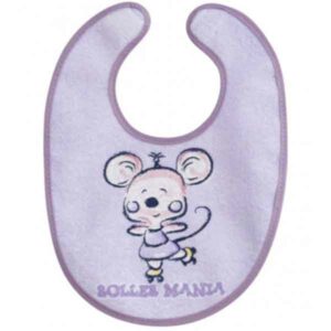 Interbaby slabbetje Muis Roller Mani - tekst & muis paars