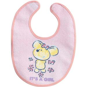 Interbaby slabbetje Muis It's a Girl – tekst & muis roze