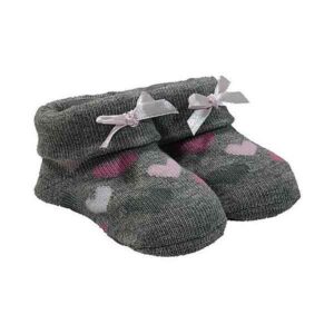 La Petite Couronne baby sokjes meisjes Hearts Grey – hartjesprint grijs/roze – maat 56/68