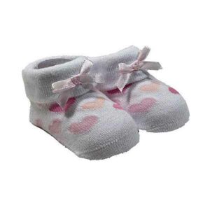 babysokken met hartjes en strikje van La Petite Couronne in giftbox