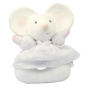 Meiya & Alvin rammelaar Meiya de muis - wit/roze - 13 cm
