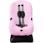 Hier vindt je de mooie autostoelhoes van Nijntje Ster uit de collectie van Briljant Baby in de kleur roze. De hoes heeft een mooie print van witte Nijntjes.