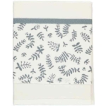 Dit mooie witte lakentje met een blauwgrijze print van diverse takjes op de omslag van het lakentje. Het lakentje heeft boven de print een mooie bies.