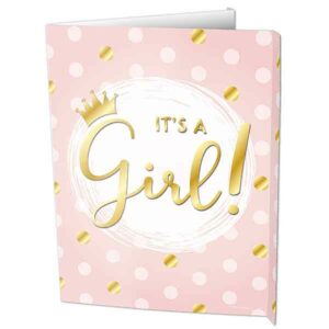 Paper Dreams kartonnen uithangbord It's a Girl - roze/goud - 60 x 45 cm