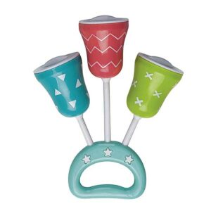 Saro rammelaar Bel - rood/groen/blauw - 10 cm