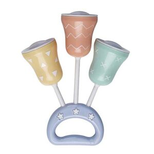 Saro rammelaar Bel - turquoise/oranje/geel - 10 cm