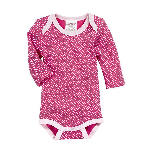Een leuke set van 3 rompertjes met verschillende designs. Fuchsia met witte stippen, roze met een olifant & witte met gekleurde hartjes. Alle rompers zijn afgezet met een gekleurde bies.