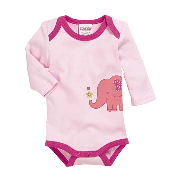 Een leuke set van 3 rompertjes met verschillende designs. Fuchsia met witte stippen, roze met een olifant & witte met gekleurde hartjes. Alle rompers zijn afgezet met een gekleurde bies.