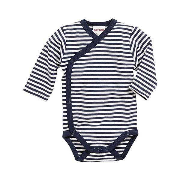 Een leuke set van 2 overslagrompetjes in de kleuren wit & donkerblauw. Het witte romper heeft een print van een walvis en de blauwe heeft witte strepen.