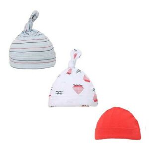 Soft Touch baby mutsjes jongens Zeilboot - zeilboten, strepen & golvenprint wit/rood - Maat 56/74