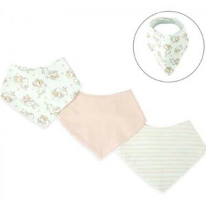 Een bandana slab beschermt de kleertjes van je kindje tegen kwijlen gedurende de dag. Deze leuke set met slabben bestaat uit 3 verschillende designs: 1x effen, 1x streepjes & 1x konijntjes.