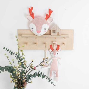 Wanddecoratie Dreamy Deer - Roze/Wit - 30 cm - Tiamo