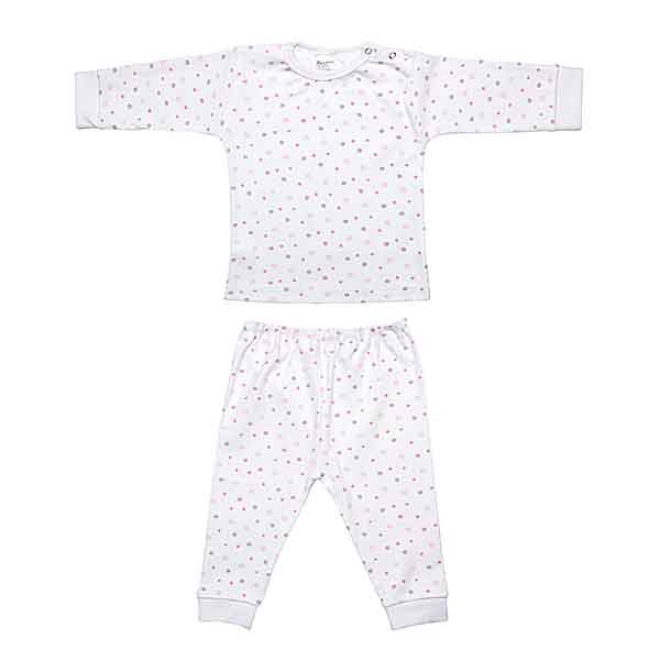 Een schattige pyjama met een hele fijne bloemenprint in de kleuren lila en roze. Deze pyjama Sterre komt uit de collectie van Beeren Bodywear. De pyjama heeft witte elastische boordjes. 