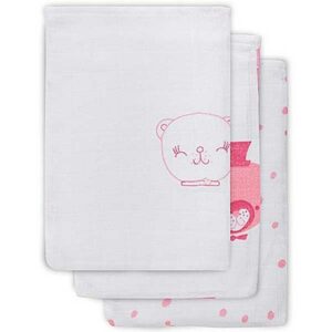 Washandjes hydrofiel Funny Bear Pink - Wit/Roze - 15 x 20 cm - set 3 stuks - Jollein